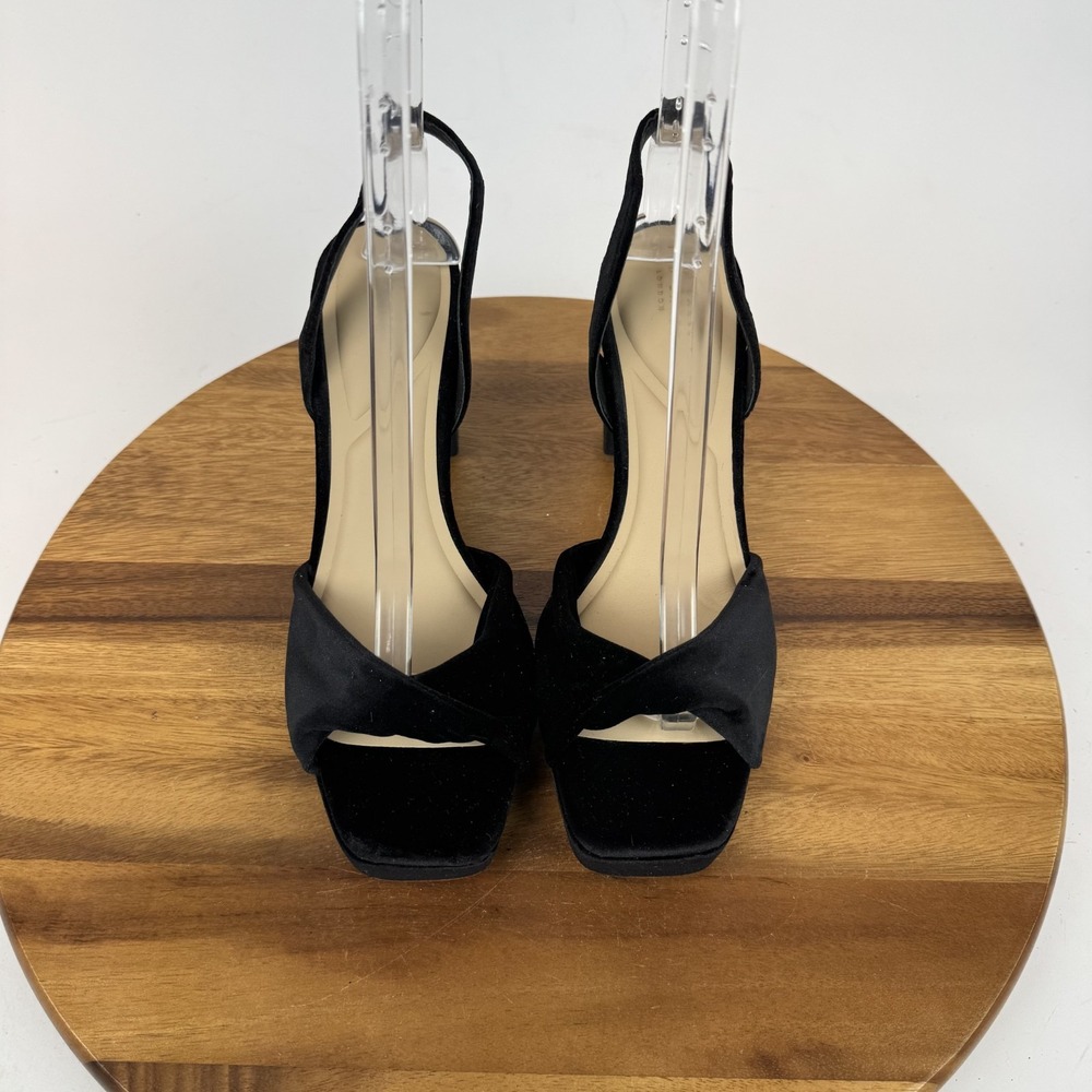 Womens Ted Baker London Maddy Black Velvet Platform Heeled Sandals Size 10 M GUC